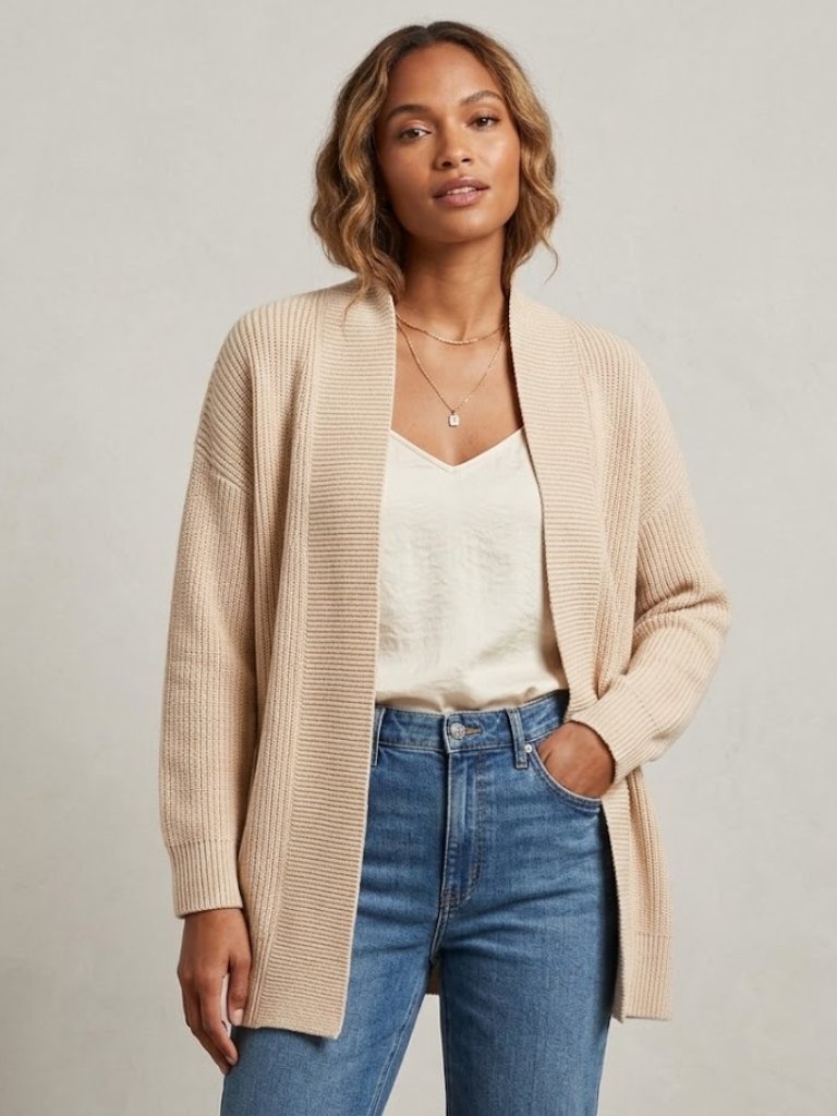 Banana Republic Beige Knit V-Neck Open Front Cardigan Sweater Size Small Nwts